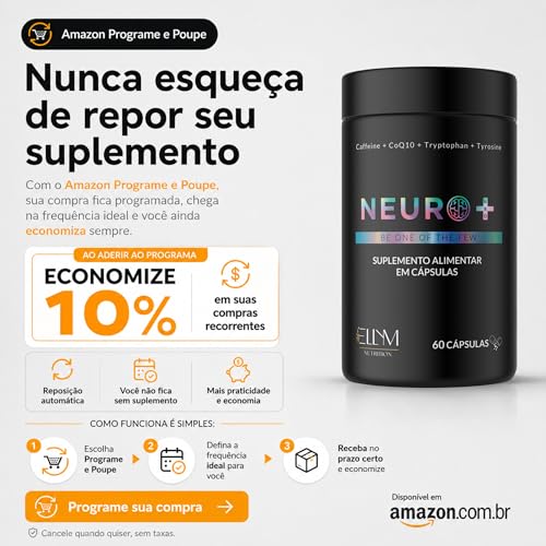 Neuro+ 180 Capsulas ELLYM NUTRITION Nootropicos Multivitaminico Foco Cafeina Magnesio Triptofano Taurina B12 Tirosina