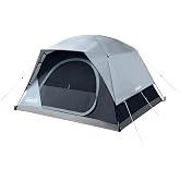 Coleman Skydome 4-Person Camping Tent with LED Lights | Weatherproof Family Tent with Rainfly, Easy 5-Minute Setup with Pre-Attached Poles, Overhead Lighting, Storage Pockets