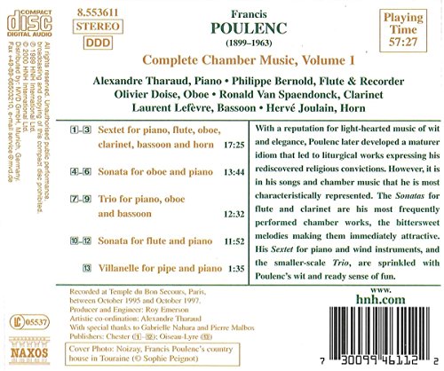 Complete Chamber Music, Vol. 1: Sextet for piano & winds / Sonata for oboe & piano / Trio for piano, oboe & bassoon /  Sonata for flute & piano / Villanelle