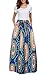 Afibi Women African Printed Casual Maxi Skirt Flared Skirt A Line Long Skirts with Pockets (Medium, Pattern 1)