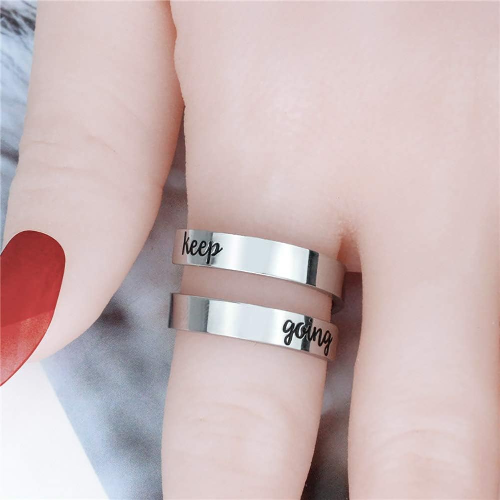 Adjustable Rings for Women/Men,Kucheed Inspirational Ring Jewelry Engraved I am Enough,Stainless Steel Spiral Wrap Twist Ring ,Personality Encouragement Birthday Graduation Gifts for Girls Boys - Image 5