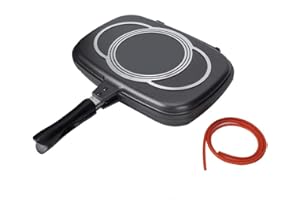 Frying Pan, Double-Sided Flip Non-Stick Frying Pan Anti-scalding Handle Skillet Barbecue Cooking Tool with Magnetic Lock for 