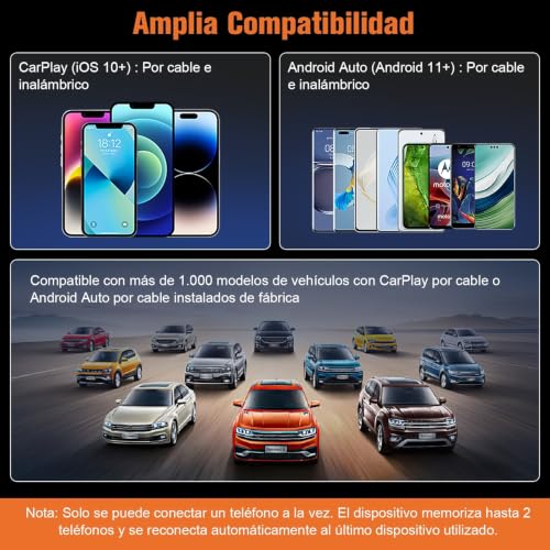 4 in 1 Wireless CarPlay Adapter: Wireless CarPlay and Android Auto Wireless AirPlay and Miracast - Dual Band WiFi 2.4/5 GHz - Plug & Play Automatic Connection for Cars with Wired CarPlay