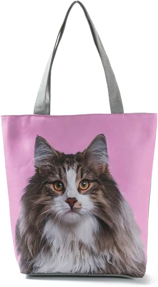 Nowbetter Womens’s Handbag Cute Animal Pattern Canvas Shoulder Bag Multifunction Lunch Tote Bag Large Capacity Environmental Protection Casual Bag for School Work Travel Shopping
