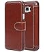 E LV Case for Galaxy S6 Active - Slim Case Cover PU Leather Flip Folio Wallet Case Cover for Samsung Galaxy S6 Active - Brown/Brown
