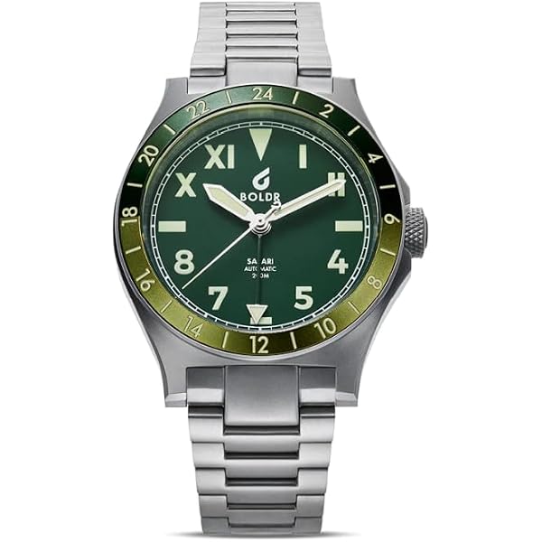 Montre BOLDR GMT MAASAI Automatique – Boîtier Acier Bleu/argent, Bracelet Acier, étanche 200m – Neuf Avec Boîte & Papiers