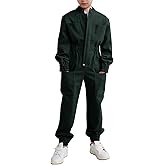 Haloumoning Kids Coveralls Boys Long Sleeve Jumpsuit Zip Up Flight Suit with Pockets 5-14 Years