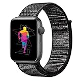 INTENY Sport Band Compatible with Apple Watch 40mm, Soft Lightweight Breathable Nylon Sport Loop, Strap Replacement for iWatch Series 4 (Black Nike, 40mm)