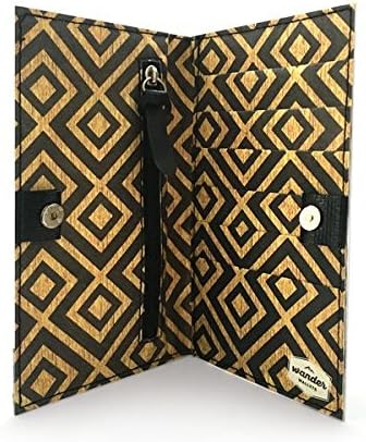 [Wander Wallets] Thin Minimalist Woman's Clutch with Zippered Coin Pouch, Magnetic Closure, 6 Card Slots, 2 Cash or Passport Slots (Deco)
