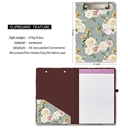 Hongri Mini Clipboard Folio with Refillable Lined Notepad and Interior