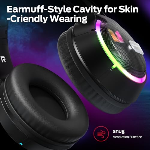 Monster Mission 320 Gaming Headset for PS5, PS4PC, Xbox One, Xbox Series X/S, Switch,Noise Cancelling Over Ear Headphones with Mic, LED Light, 7.1 Surround Sound