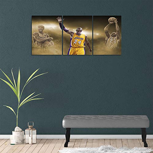 UNBRUVO 3 Panels Wall Art Kobe Bryant Posters Canvas Painting