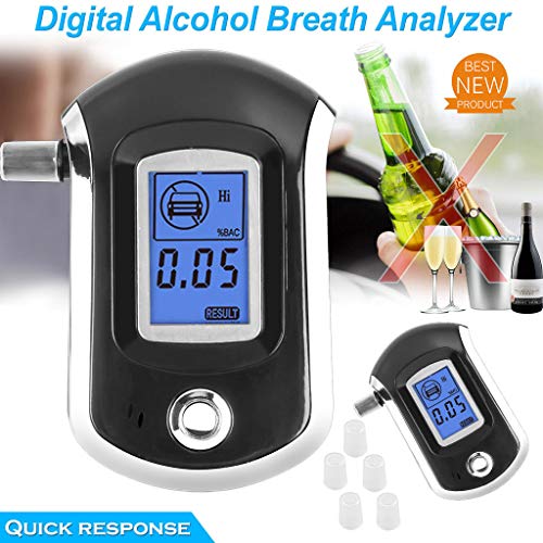 CMrtew Professional Digital Breath Alcohol Tester Breathalyzer with LCD Dispaly with 10 Mouthpieces Police Alcohol Parking Breathalyser (Multicolor) - Thumbnail 3