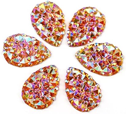 48pcs/lot 10X14mm Multi colors option AB Resin Flatback Rhinestones Teardrop Sew-on Stones Sewing Crystals DIY Craft (orange)