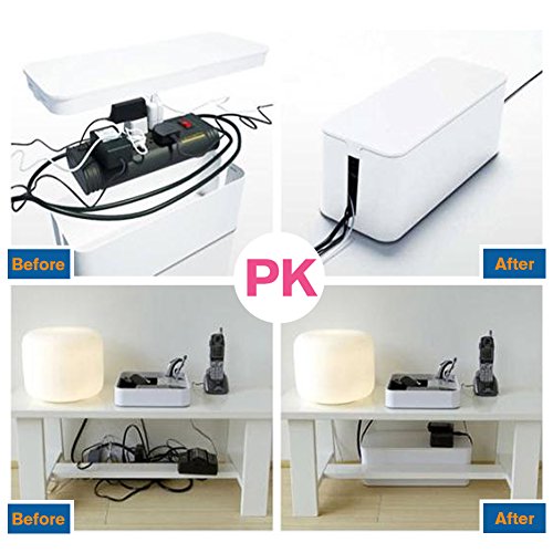 ShellKingdom Cable Management Box, Cable Organizer For Cable and Cord Management, Storage and Holder to Cover and Hide & Power Strips & Cords (White)