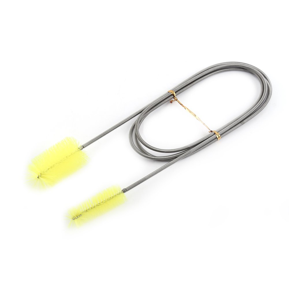 Fdit Cleaning Brush for Aquarium Water Tube Cleaning Brush Double Flexible Spring Fish Tank Brush (Yellow)