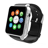 Wingtech GT88 Bluetooth Smart Watch Touch Screen IP57 Rainproof Smart Wrist Watch with Camera Sim Card Slot Sport Heart Rate Monitor Compatible with iOS Android Smartphones (Sliver)