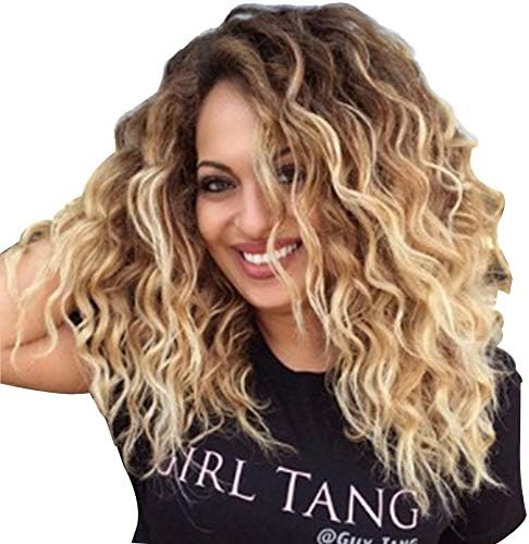 SWDCA 28" Water Wavy Free Part Lace Frontal Wigs With Baby Hair Hight Temperature Synthetic Human Hair Feeling Wigs For Black Women 180% Density Wigs Ombre Color 191G