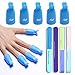 Modelones 10 Pcs Plastic Acrylic Nail Art Polish Remover Clip Cleaner Superior Gel Nail Clips Cap Tool and a 7 Surface Nail File
