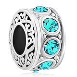 Christmas Filigree Charm Crystal December Birthstone Spacer Round Beads Fit Jewelry Charms Bracelet