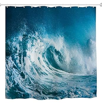Amazon Com Broshan Ocean Decor Shower Curtain Teal Blue Ocean