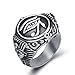 ELFASIO Men Stainless Steel Rings Egyptian Pharaohs Eye of Horus Ra Udjat Silver Tone Jewelry Size 11