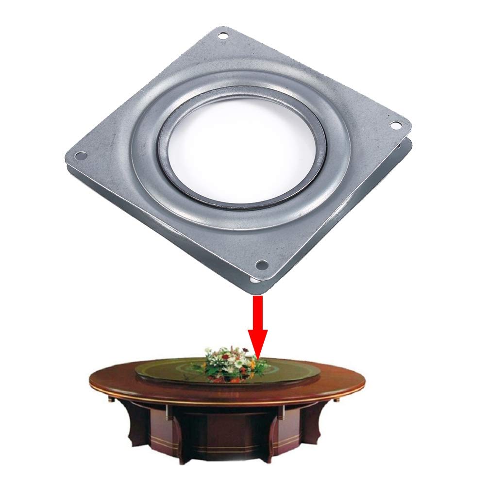 4 Square Lazy Susan Rotating Platform 360 Degrees Turntable Swivel Plate with Steel Ball Bearings Multi Purpose for TV Desk Table Rack, Anti-Corrosion, Rust-proof