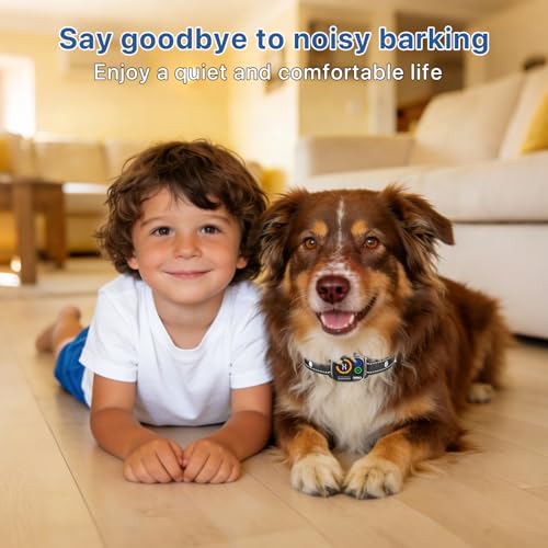 Bark Collar Smart Collar for Dog Training(No Shock),Automatic Anti Barking Collars with 6 Sensitivity,3 Adjustable Modes Beep and Vibration,IP67 Waterproof Rechargeable for Small Medium Large Dogs