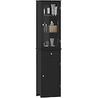 kleankin 68" Tall Bathroom Cabinet, Slim Freestanding Bathroom Storage Cabinet with Acrylic Door, Drawer and Adjustable Shelv