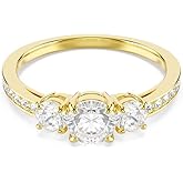Swarovski Stilla Attract ring, Round cut, White, Gold-tone plated