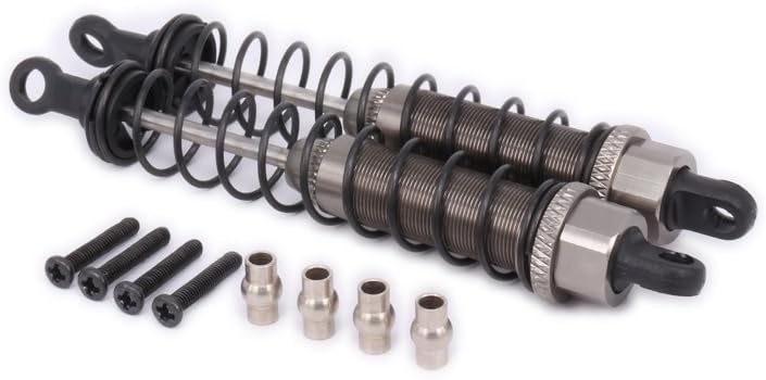 RCAWD Rear Shock Absorber Damper Oil Filled Aluminum Alloy for Rc Hobby Model Car 1-12 Wltoys 12428 12423 2Pcs(Titanium)