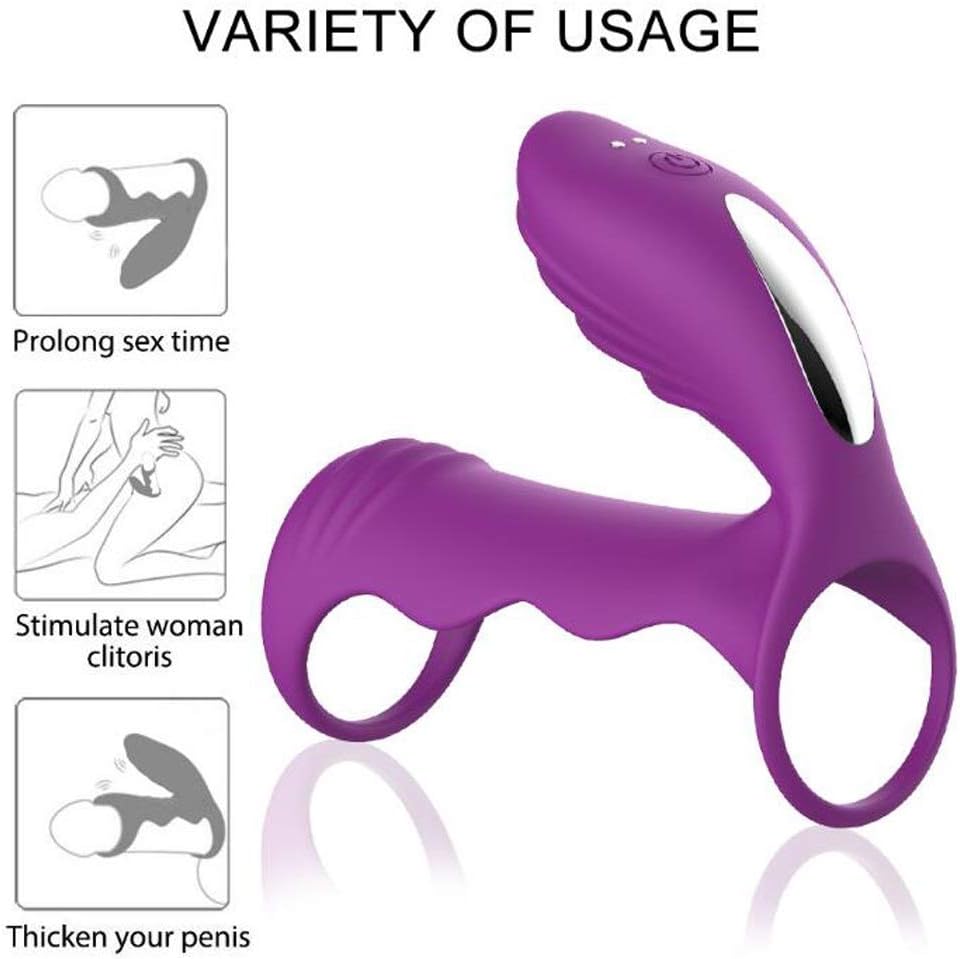 LiuNcunN001 Portable USB Charging Vibration Ring Silicone Waterproof Free Stretch Multi-speed Lock Fine Ring (Color : Purple)