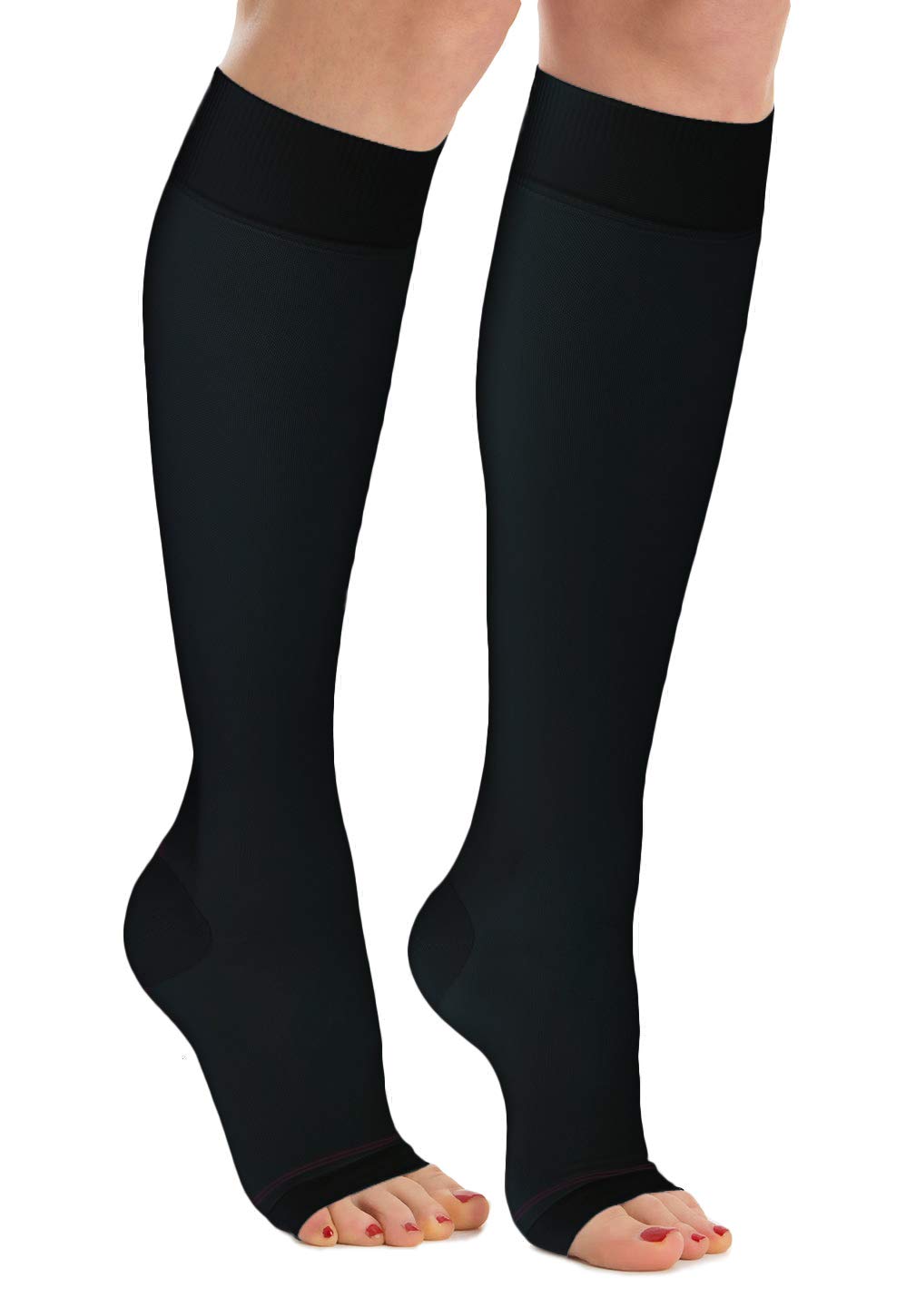 Relaxsan Antiembolism M0350A (1 Pair - Black, XXL) Open-toe anti-embolism knee high socks - K1-18-23 mmHg