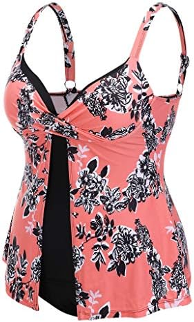 Elogoog Womens Swimsuit Plus Size Tummy Control Floral Print Tankini Monokini Swimwear