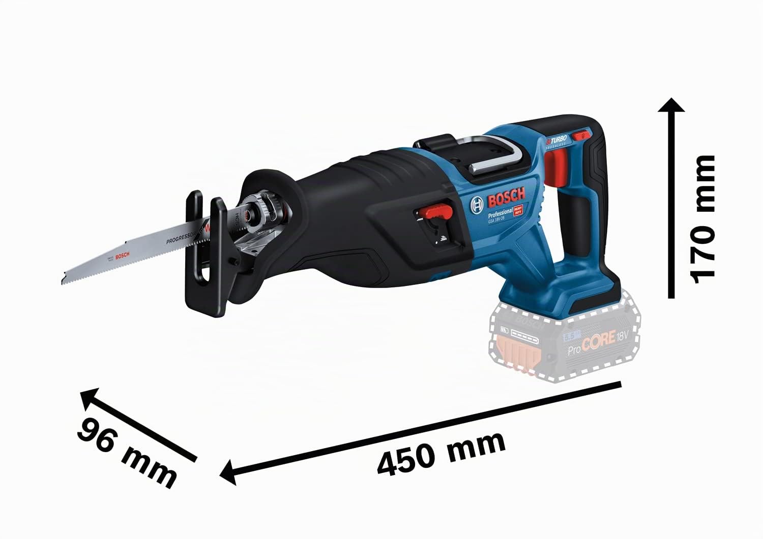 Bosch Professional 18V System BITURBO Akku Säbelsäge GSA 18V-28 (inkl. L-BOXX, ohne Akku/Ladegerät) 2