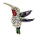 Large Hummingbird Crystal Brooch Pin with Sparkly Multicolor Rhinestones, Unique Bird Costume Jewelry or Hummingbird Gift for Women