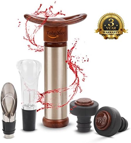 Wine Pump with 2 Wine Pourer and 2 Vacuum Bottle Stoppers for Home Banquet Party Bar