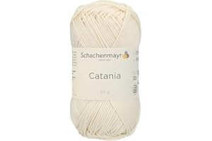 HIVEROOTS 1 Skein/Pack Schachenmayr (SMC) Catania Originals Yarn, Each Ball 1.76 Oz (50gr) / 136 Yards (125 m), 100% Mercerized Cotton for Knitting and Crochet Yarn, Sport Weight, 130 - Cream