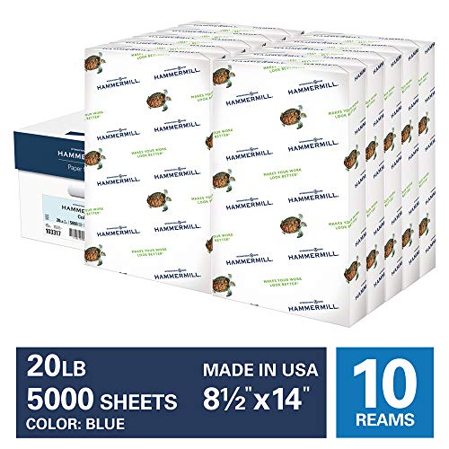 Hammermill Paper, Colors Blue, 20lb, 8.5 x 14, Legal, 5000 Sheets