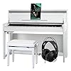 Classic Cantabile UP-1 WH E-Piano Deluxe Set (inklusive Pianobank, Kopfhörer und Klavierschule, Dämpfersimulation, MP3-Recorder, Mic In, OLED Display, 40 hochwertige Sounds, 3 Pedale) weiß hochglanz