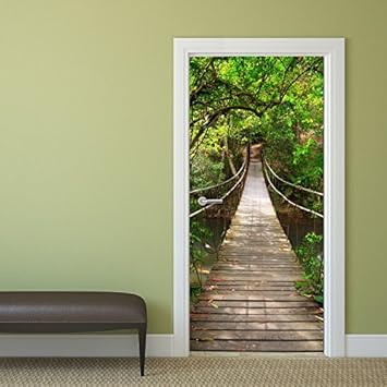 Türtapete Jungle Catwalk 92 x 202 cm Fototapete Tapete Hängebrücke deco.deals