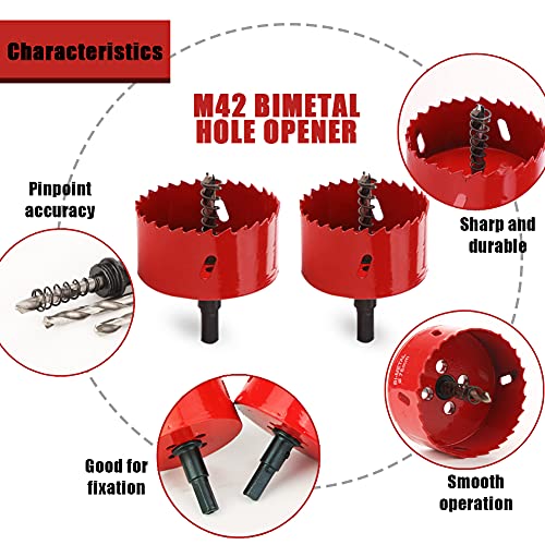 JOHOUSE M42 Bi-Metal Hole Saw, Bi-Metal Hole Cutter for Mental Sheet, Plastic, Wood with Open Saw, 70mm&75mm