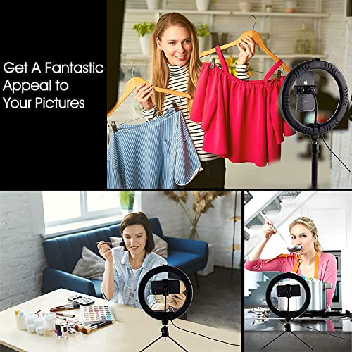 LUNILU Lady Makeup Light, 10.2\'\' Bright Live Stream, Vlog RGB Ring Light with Stand for Smartphones, Selfie Pole, 14 Colors Mode for Youtube, Video Talk