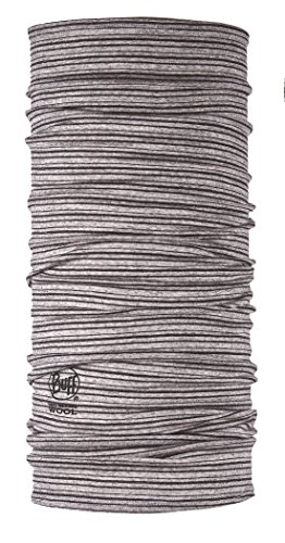 Buff Lightweight Merino Wool Multifunctional Headwear, Light Grey Stripes, One Size