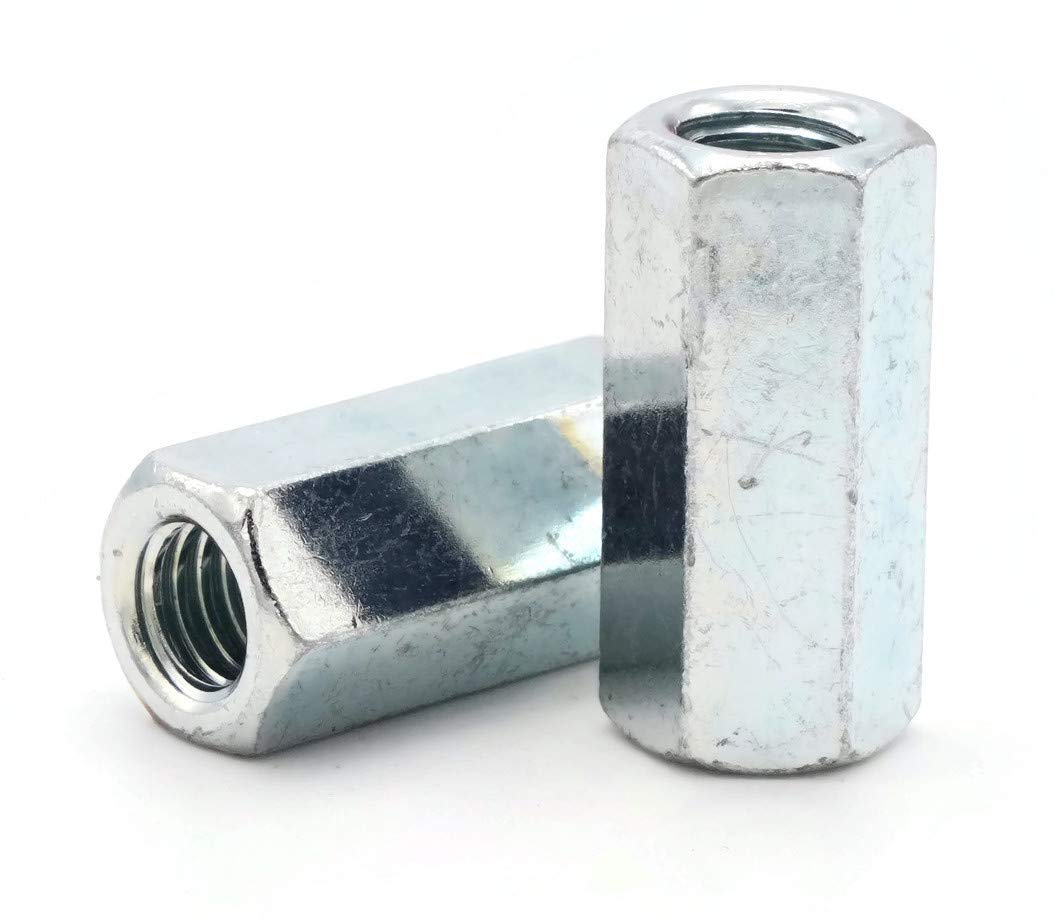 Procraft 8-Pack 3/8-16 To 1/4-20 Reducer Coupling Nuts - 1 Inch Long, Zinc Plated (509899)