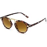 SODQW Small Face Sunglasses for Women UV Protection, Round Retro Tangle Free Double Bridge Trendy Ladies Shades