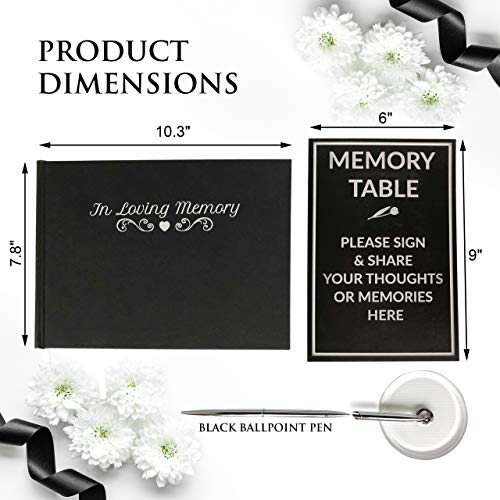 Funeral Guest Book Memorial Guest Book Black Guest Book for Funeral