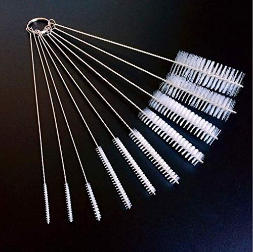 Long Straw Brush, Nylon Pipe Tube Cleaner 8-ihch 10 Different Diameters Set of 10
