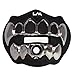 LOUDMOUTHGUARDS Football Mouth Guard - Pacifier Lip Protector Mouthpiece for Youth and Adults - 3D CHROME GRILLZ - Black and Silver with Top and Bottom Teeth Protection - Great Air Flow Custom Design