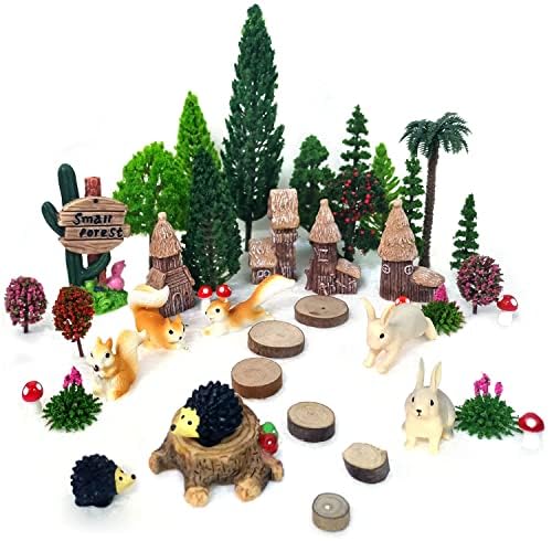 OrgMemory 42pcs Animal Trees, Mini Garden Accessories, Garden Fairy Figurines, Plastic Trees for Projects 1.5-6 inch(4-16 cm), Model Train Scenery